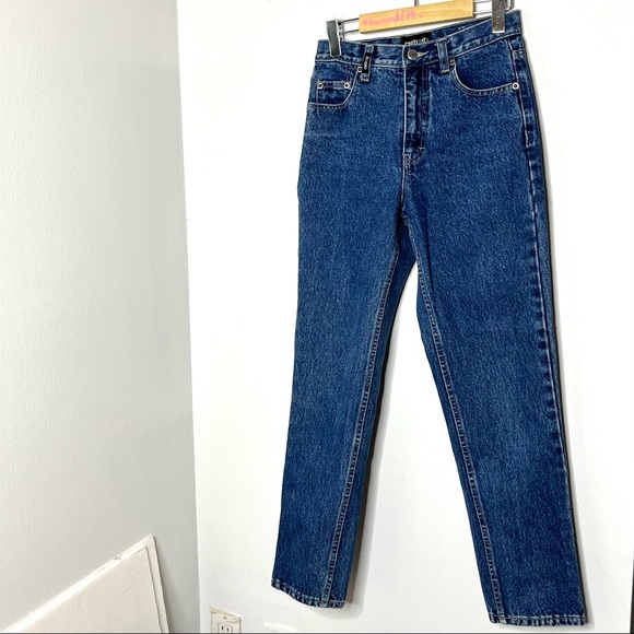 Vintage 90s contrast blue jeans mom jeans size 3/4 FITS LIKE 2 - Picture 7 of 13